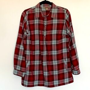 Duluth Trading Co Women’s Red and Gray Plaid Shirt/Tunic Size S